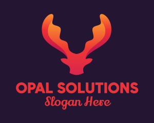 Red Orange Moose Antlers logo design