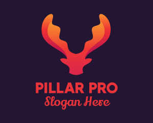 Red Orange Moose Antlers logo design