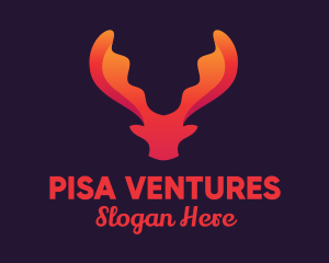 Red Orange Moose Antlers logo design