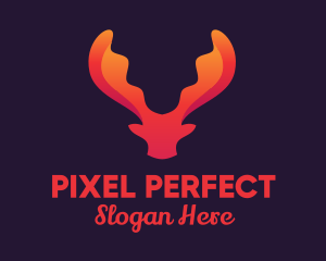 Red Orange Moose Antlers logo design