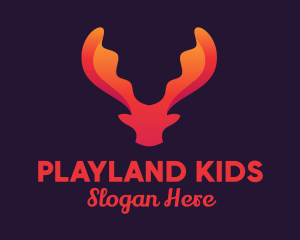 Red Orange Moose Antlers logo design