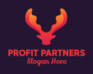 Red Orange Moose Antlers logo design