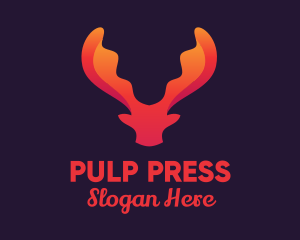 Red Orange Moose Antlers logo design