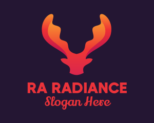 Red Orange Moose Antlers logo design