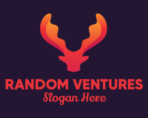 Red Orange Moose Antlers logo design