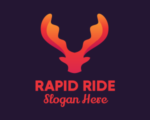 Red Orange Moose Antlers logo design