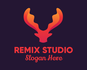 Red Orange Moose Antlers logo design