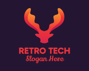 Red Orange Moose Antlers logo design