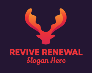 Red Orange Moose Antlers logo design