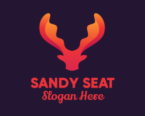 Red Orange Moose Antlers logo design