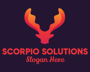 Red Orange Moose Antlers logo design