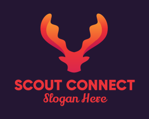 Red Orange Moose Antlers logo design