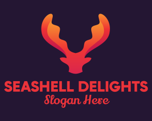 Red Orange Moose Antlers logo design