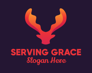 Red Orange Moose Antlers logo design