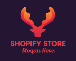 Red Orange Moose Antlers logo design