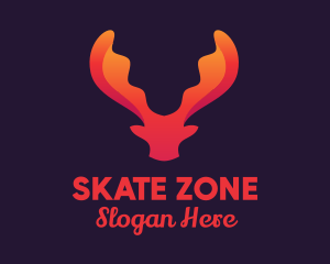 Red Orange Moose Antlers logo design