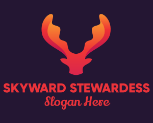 Red Orange Moose Antlers logo design