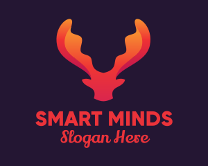 Wildlife Conservation - Red Orange Moose Antlers logo design