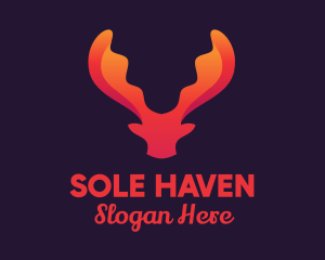 Red Orange Moose Antlers logo design