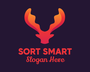 Red Orange Moose Antlers logo design