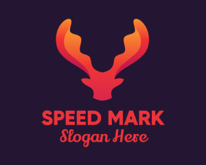 Red Orange Moose Antlers logo design