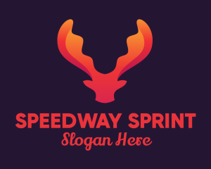 Red Orange Moose Antlers logo design