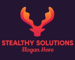 Red Orange Moose Antlers logo design