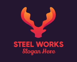 Red Orange Moose Antlers logo design