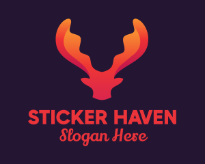 Red Orange Moose Antlers logo design