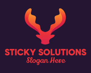 Red Orange Moose Antlers logo design