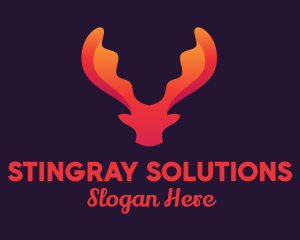 Red Orange Moose Antlers logo design