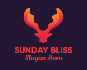 Red Orange Moose Antlers logo design