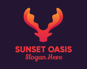 Red Orange Moose Antlers logo design