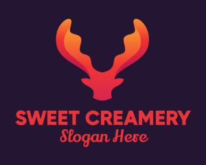 Red Orange Moose Antlers logo design