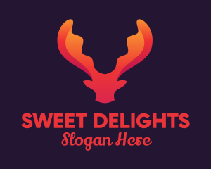 Red Orange Moose Antlers logo design