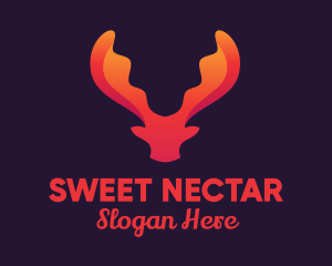 Red Orange Moose Antlers logo design