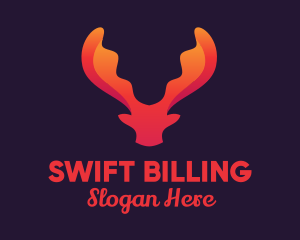 Red Orange Moose Antlers logo design