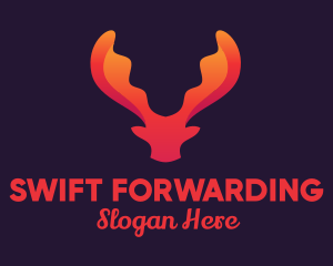 Red Orange Moose Antlers logo design