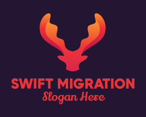 Red Orange Moose Antlers logo design