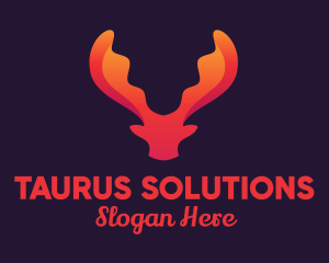 Red Orange Moose Antlers logo design