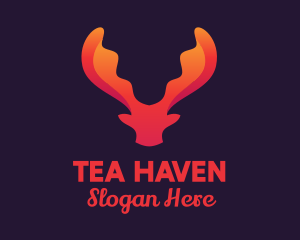 Red Orange Moose Antlers logo design