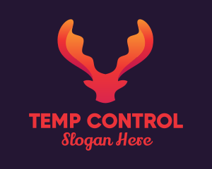 Red Orange Moose Antlers logo design