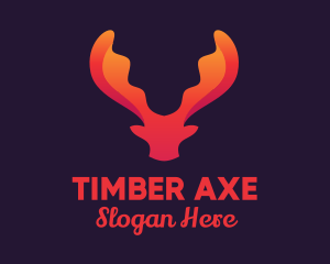 Red Orange Moose Antlers logo design