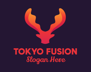 Red Orange Moose Antlers logo design