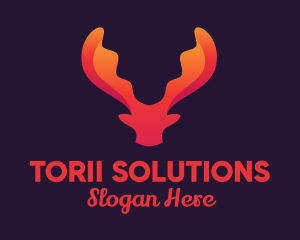 Red Orange Moose Antlers logo design