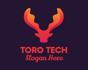 Red Orange Moose Antlers logo design