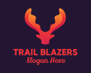 Red Orange Moose Antlers logo design