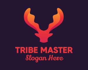 Red Orange Moose Antlers logo design