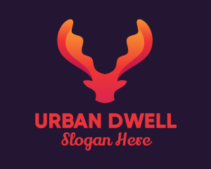 Red Orange Moose Antlers logo design