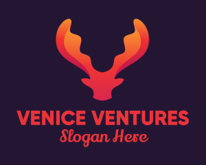 Red Orange Moose Antlers logo design